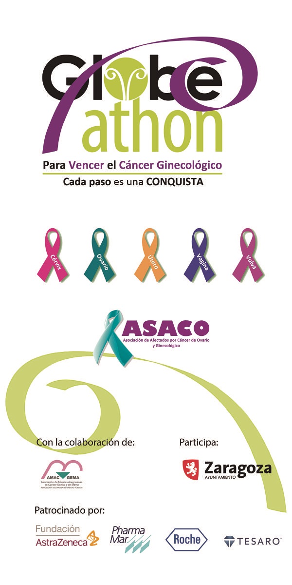 Cartel de Globe Athon para vencer el cáncer ginecológico.